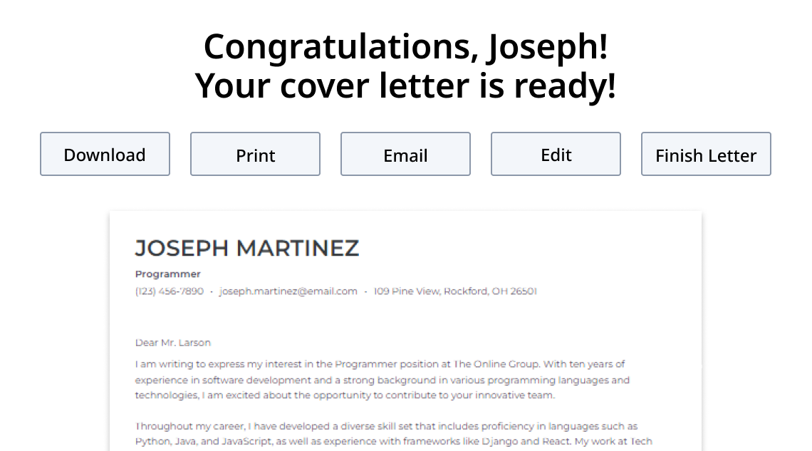 import your cover letter