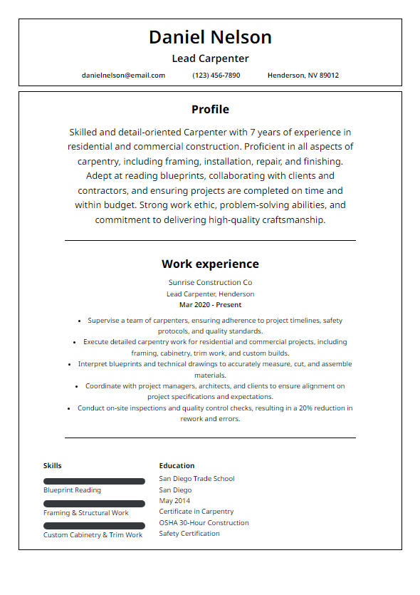 Resume Template 1